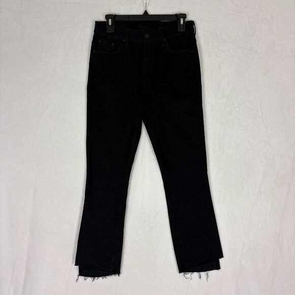 Mother High Waisted Black Insider Crop Step Fray Jeans Size 29 - Picture 1 of 14